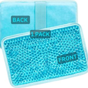 Gel Beads Ice Pack Ice Bag with Strap-1 Pack Reusable Hot & Cold Pack Compress for Knee, Shoulder, Foot, Back, Ankle, Neck, Hip, Elbow, Wisdom Tooth-7.76''x4.93''(Blue)