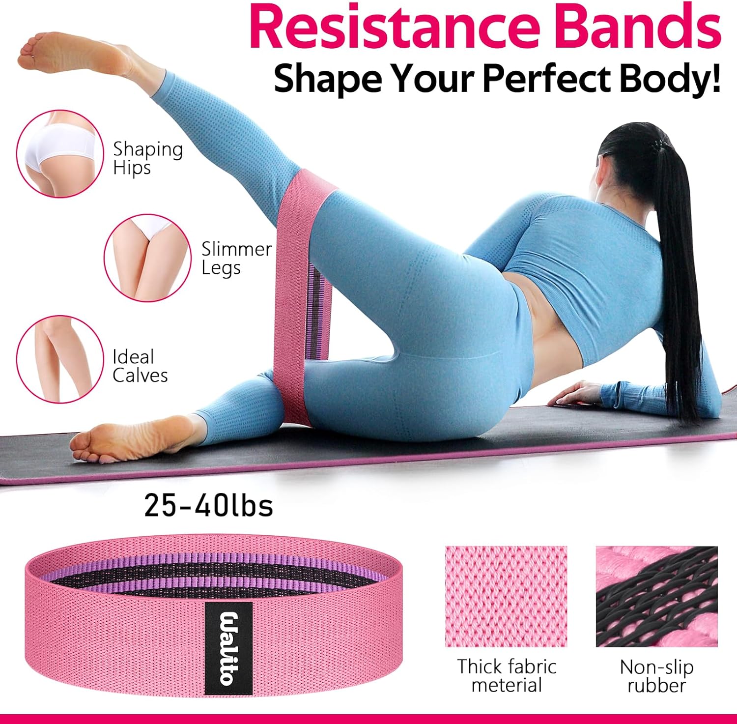 WALITO 8Pcs Barbell Pad Set for Hip Thrust - Squat Pad,Gym Accessories for Women with Bar Bad,Bench Press, with Gym Ankle Straps,Resistance Bands for Working Out,Lifting Strap,Carry Bag - Image 5