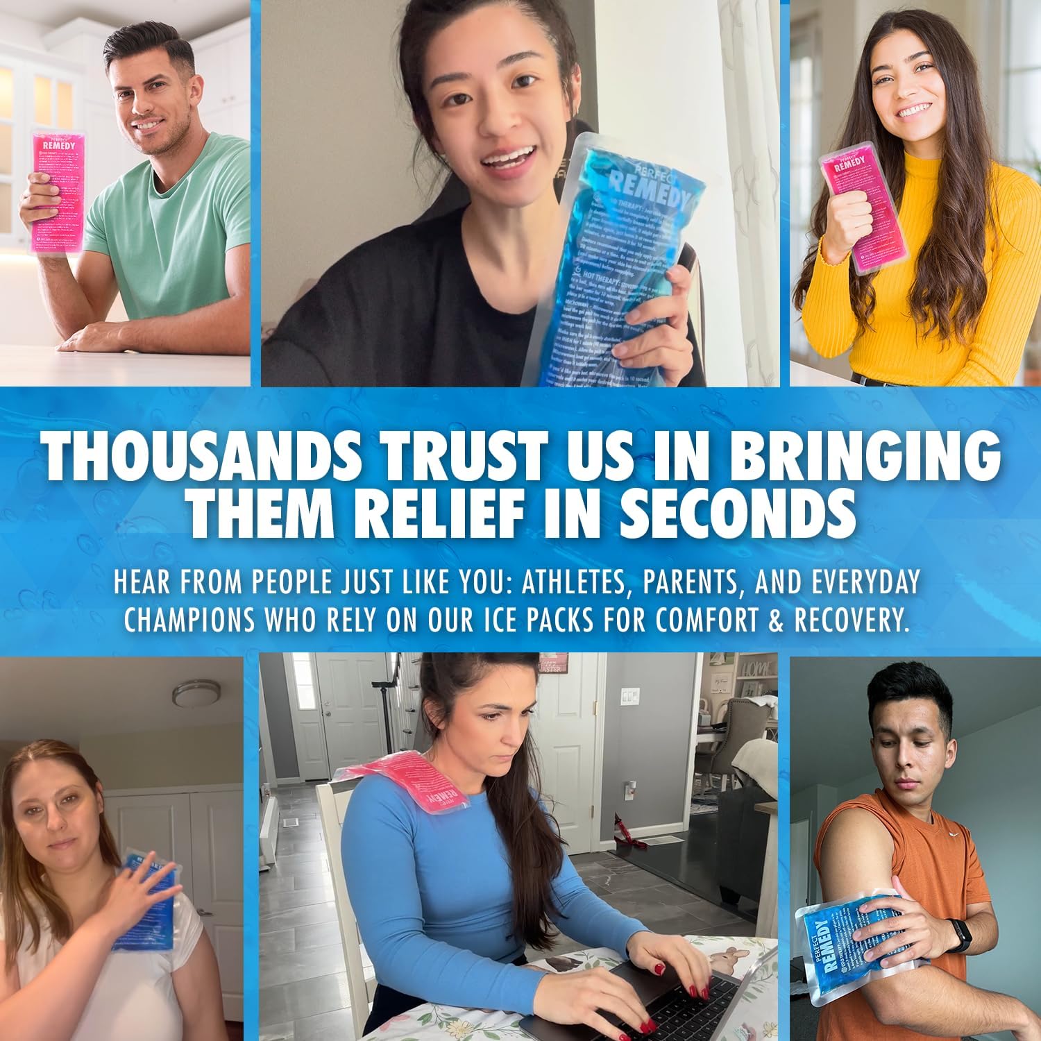 Perfect Remedy Reusable Gel Ice Pack 2-Pack – Hot & Cold Therapy Packs for Pain Relief, Flexible Leakproof Ice Packs for Injuries, Swelling, Muscle Recovery (Blue) - Image 8