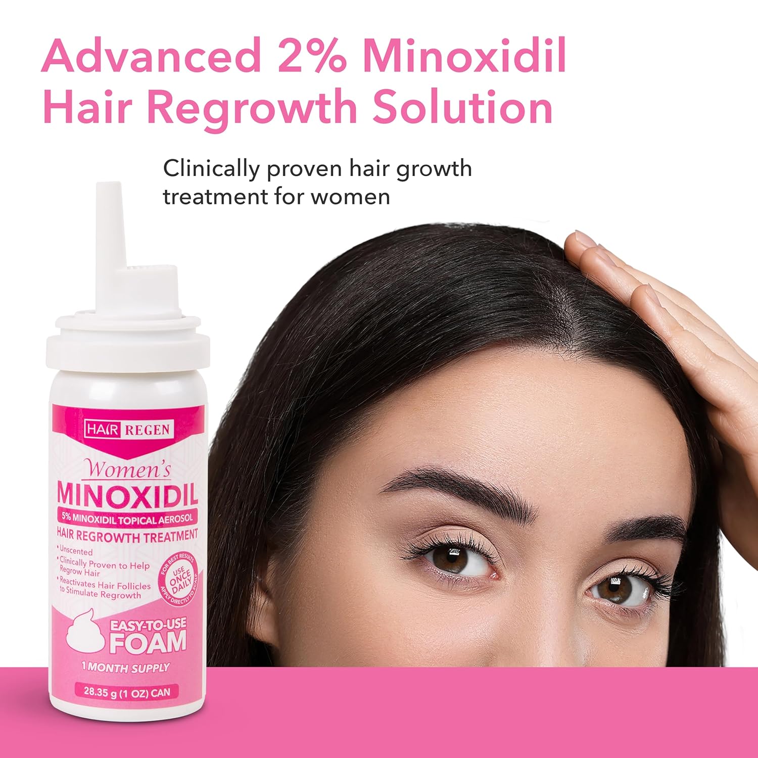 Hair Regen Minoxidil Foam for Women 5% Percent - Women's Hair Growth Treatment for Her - Topical Foaming Minoxidil for Women - Great for Hair Regrowth and Reduce Hair Loss - 1 Pack as 1 Month Supply - Image 8