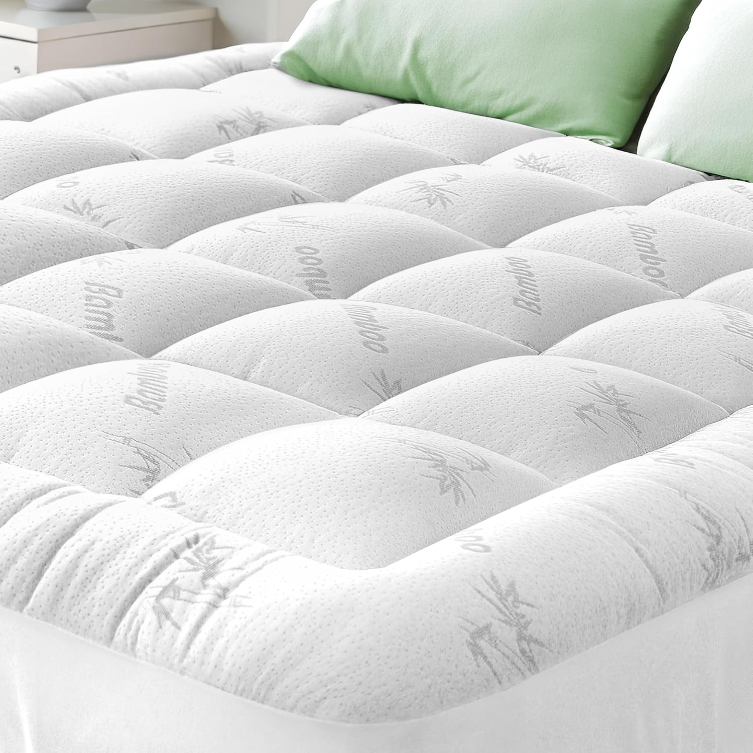 Ultra Soft Twin XL Size Mattress Topper - Viscose Made from Bamboo Pillow Top Mattress Pad for Back Pain Relief - Naturally Cooling for Hot Sleepers, White
