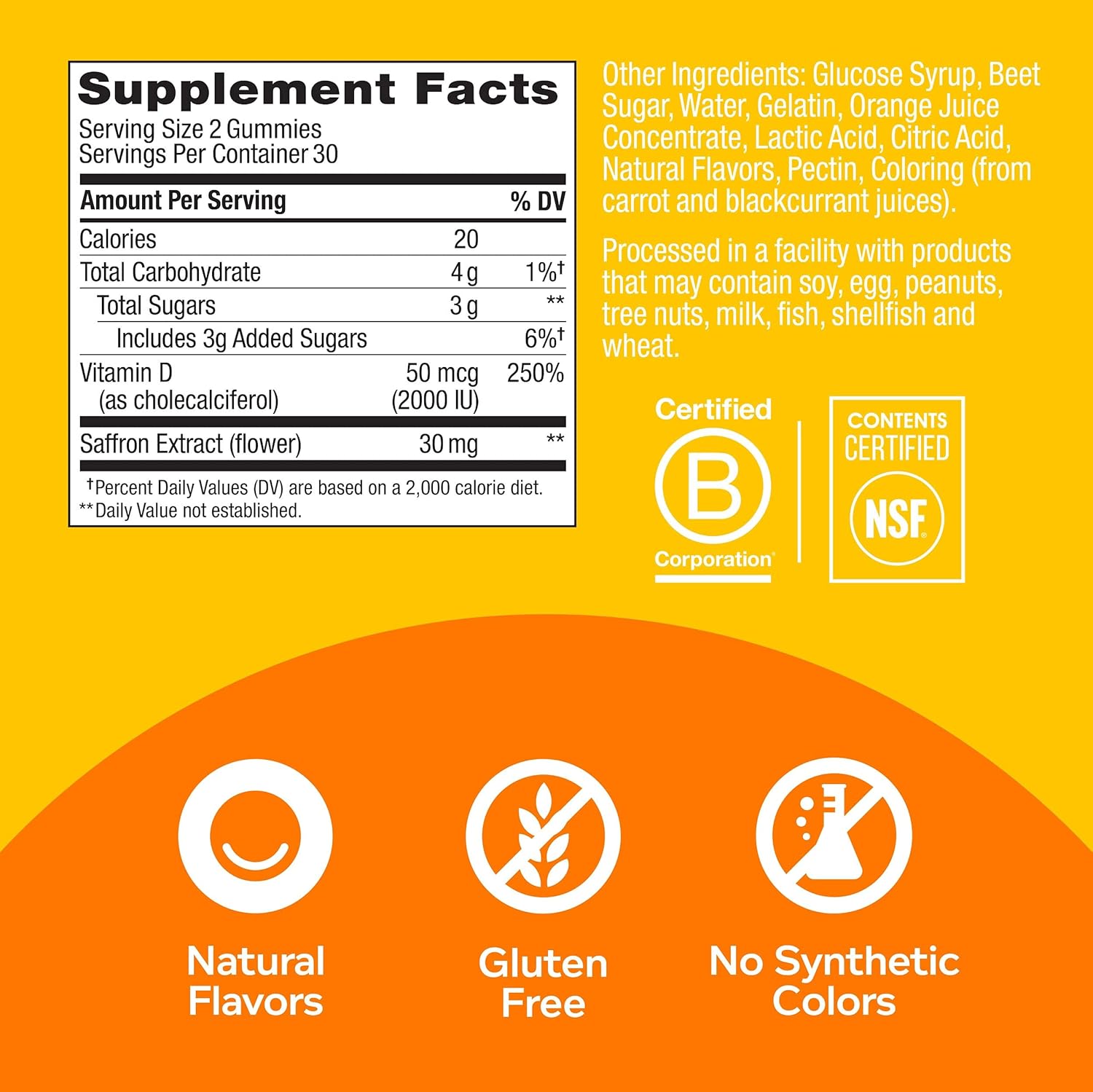 OLLY Hello Happy Gummy Worms, Mood Support Gummies For Adults,* Saffron Extract, Vitamin D, Tropical Zing Flavored, 30 Day Supply - 60 Count - Image 2