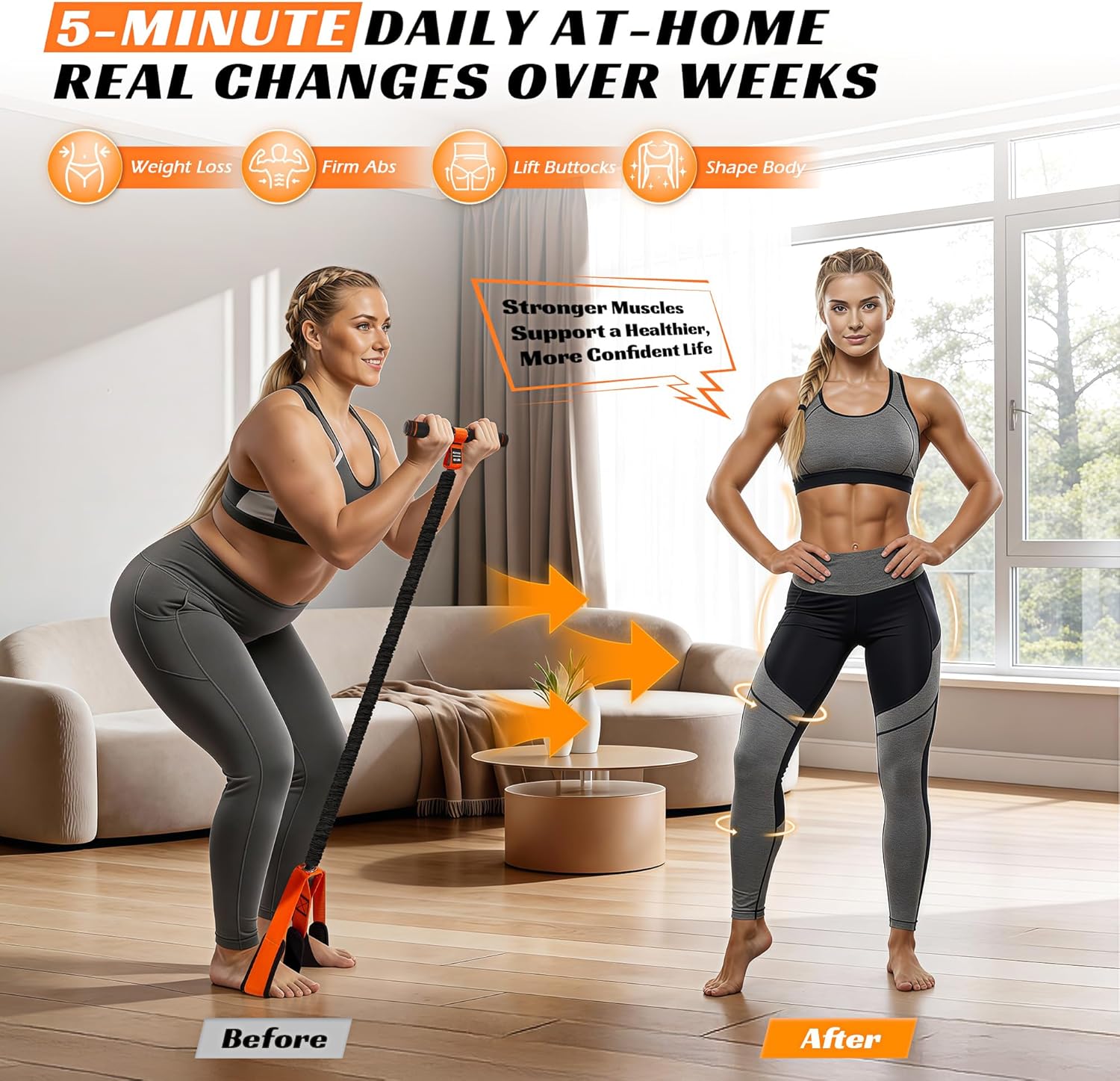 KUTIZE Multifunction Pedal Resistance Band with Handle, Upgraded Exercise Equipment with Soft Foot Pedal for Sit Up & Full-Body Home Gym Workouts, Core/ABS Training, Pilates, Yoga & Physical Therapy - Image 2