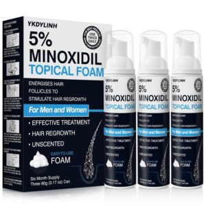 5% Minoxidil Foam– Hair Regrowth Treatment for Men & Women, Prevents Hair Thinning & Strengthens Roots, Minoxidil Foam for Fuller, Healthier Hair,9.52 Ounce (Pack of 1)