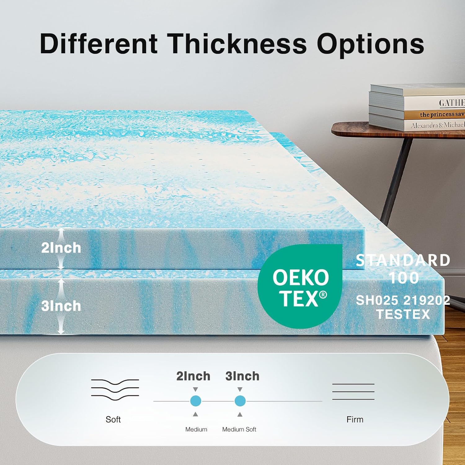 Novilla Memory Foam Mattress Topper Queen - 2 Inch Cooling Gel Infused Memory Foam | Slow-Rebound Pressure Relief | CertiPUR Certified | Comfort for Sleeper Sofa, RV, Camper, Dorm Room - Image 6