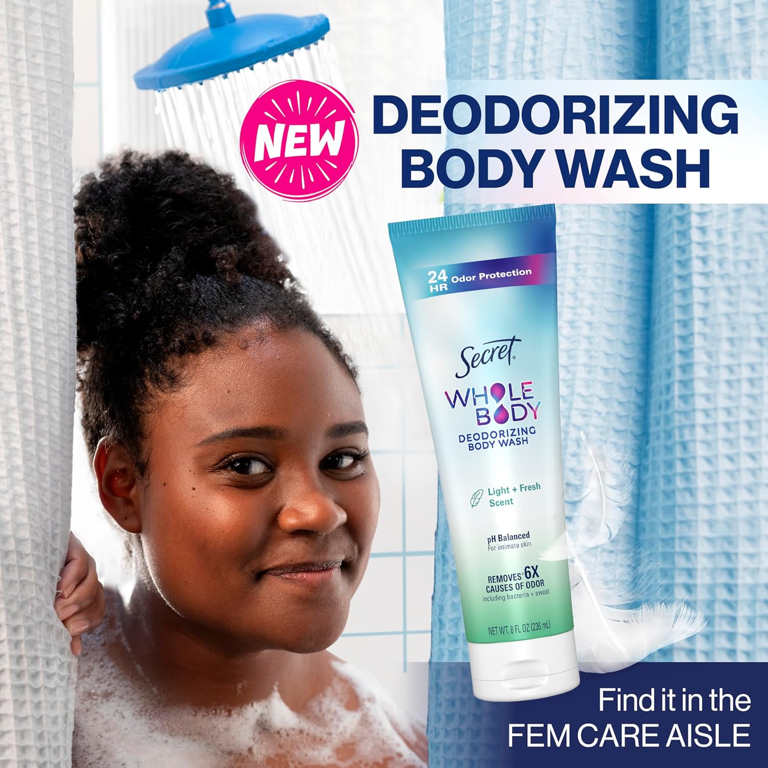 Secret Feminine Wash, 24 HR Deodorizing Feminine Body Wash for Women, Removes 6x Causes of Odor, PH Balanced, Safe to Use Everywhere, Light & Fresh, 8.0 oz - Image 7
