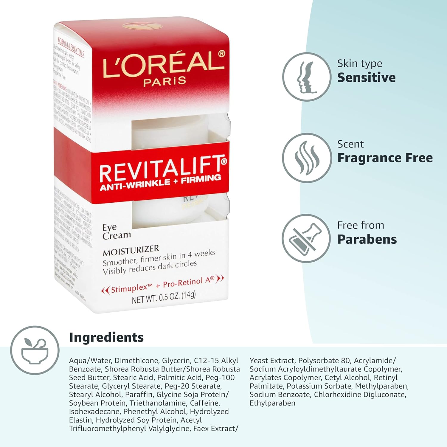 L'Oreal Paris Skincare Revitalift Anti-Wrinkle and Firming Eye Cream with Pro Retinol, Treatment to Reduce Dark Circles, Fragrance Free, 0.5 oz. - Image 10