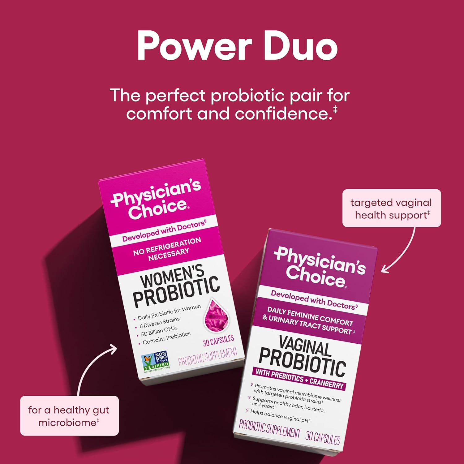 Physician's CHOICE Feminine Power Duo Bundle - Vaginal Probiotic + Womens Probiotic Bundle - Image 2