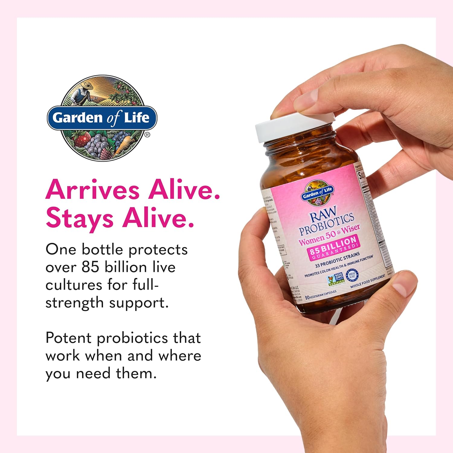 Garden of Life Raw Probiotics Women 50 & Wiser - 85 Billion Live Cultures - Probiotic Supplement with Bulgarian Yogurt & Eastern Europe Wild Kefir Culture - 90 Vegetarian Capsules - Image 7
