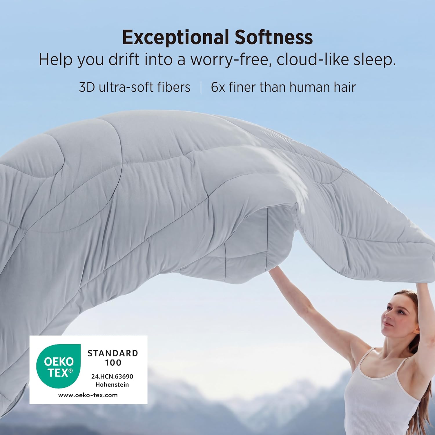 Bedsure Cooling Comforter Queen Size - Cooling Blankets for Hot Sleepers, Lightweight Comforter for Summer with Dual-Sided Cool Tech, Soft Breathable Cold Blanket for Sleeping, Grey, 88x88 Inches - Image 6