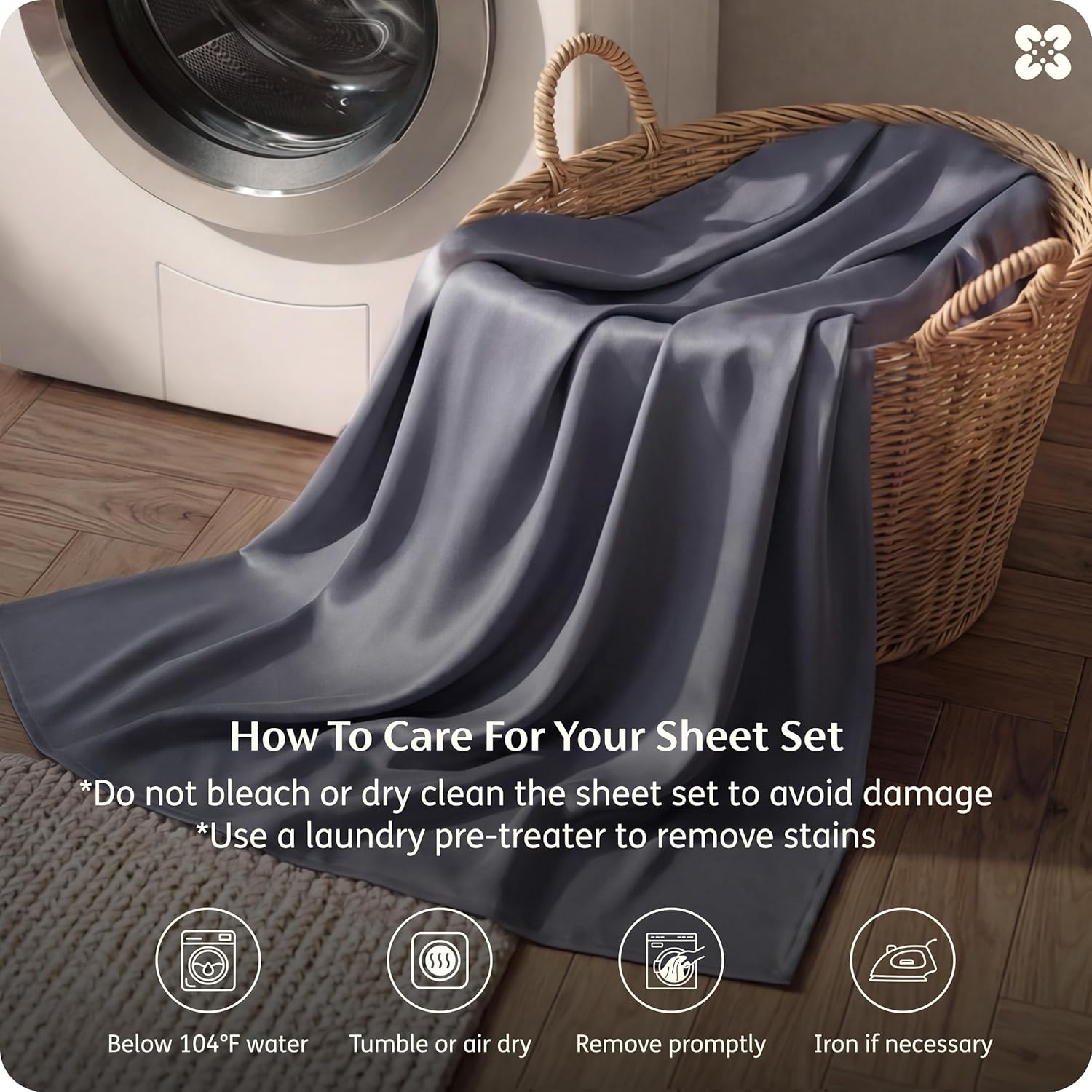 Bedsure Queen Cooling Sheet Set – Bamboo-Derived Rayon, Breathable & Silky Soft Bed Sheets, Deep Pocket 16″, Hotel Luxury Bedding for Hot Sleepers (Dark Grey) - Image 8