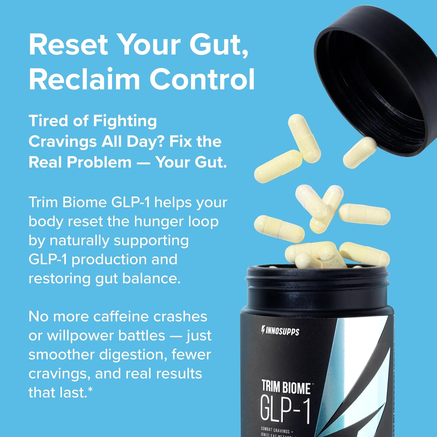 InnoSupps Trim Biome GLP-1 Supplement Weight Loss - Probiotic, Prebiotic, Postbiotic for Gut Health, Appetite & Metabolism Support with Akkermansia, Berberine - 60 Capsules, 30 Servings - Image 3
