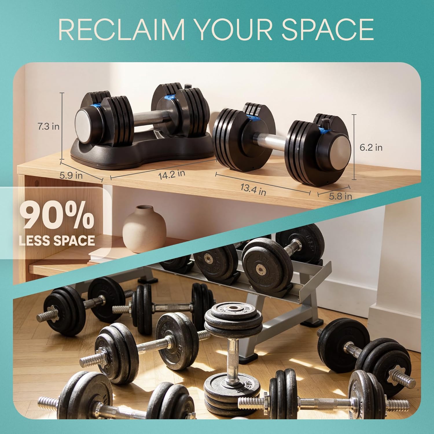 Lifepro Adjustable Dumbbells Set – Quick Adjustment, Anti Slip Handle – Space Saving & Strength Training Weights for Home Gym Exercise & Fitness - Image 5