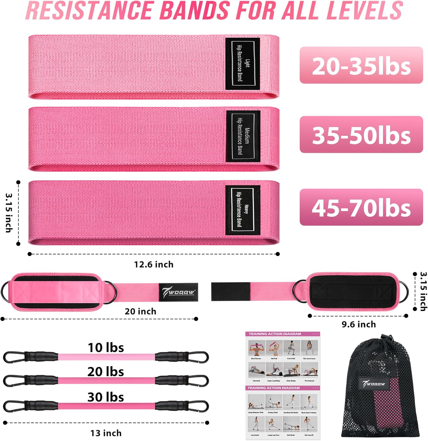 WOQQW Resistance Bands Set - Ankle Resistance Bands with Cuffs for Legs & Glute Workout, Fabric Booty Bands for Women, Home Gym Exercise Equipment for Hip, Pilates, Fitness, Yoga, Physical Therapy - Image 7