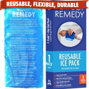 Perfect Remedy Gel Ice Pack - Hot & Cold Compress, Reusable Injury Ice Pack for Knee, Shoulder, Back, Neck, Hip, Ankle, Wrist, Foot Pain Relief & Injury Recovery Soft Gel for Muscle Strain (Blue, Reg)