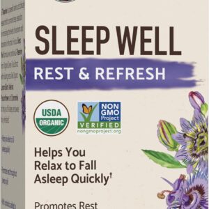 Garden of Life Organics Sleep Well Rest & Refresh Tablets with Lemon Balm, Green Tea Extract, Chamomile & Probiotics – Support for Restful Sleep & Relaxation, Non-GMO, Gluten-Free, Vegan, 30 Tablets