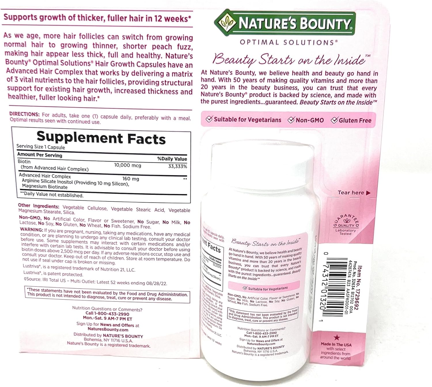 Nature's Bounty Hair Growth Supplement, 1 Per Day, Clinically Shown to Support Thicker, Fuller Hair, with Biotin, Silicon & Arginine, 90 Capsules - Image 3