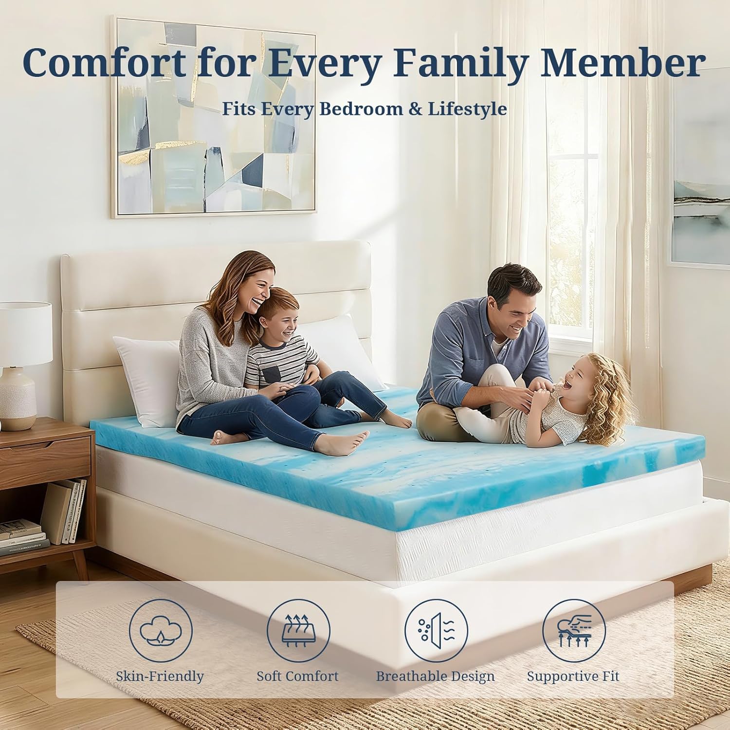 IULULU Queen Size Mattress Topper, 3 Inch Gel Memory Foam Topper, Pressure Relief & Cooling, CertiPUR-US Certified - Image 7
