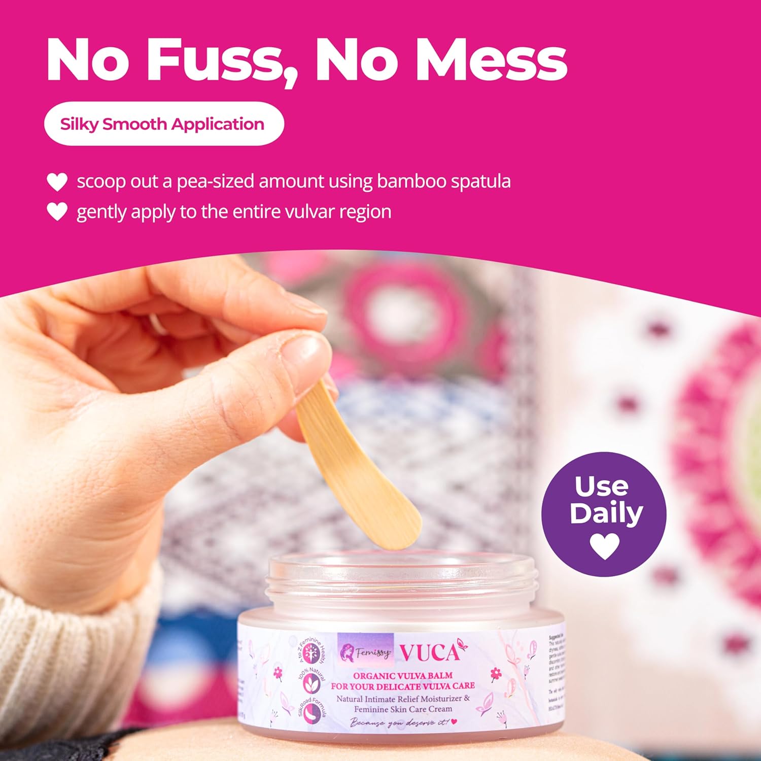 Vulva Balm (Rose & Mint, 2oz + 0.5oz) – All-in-One Organic Vaginal Moisturizer Cream with 11 Botanicals – Natural, Travel-size Vaginal Itch Cream – Hydrates & Soothes Redness, Dryness & Irritation - Image 6