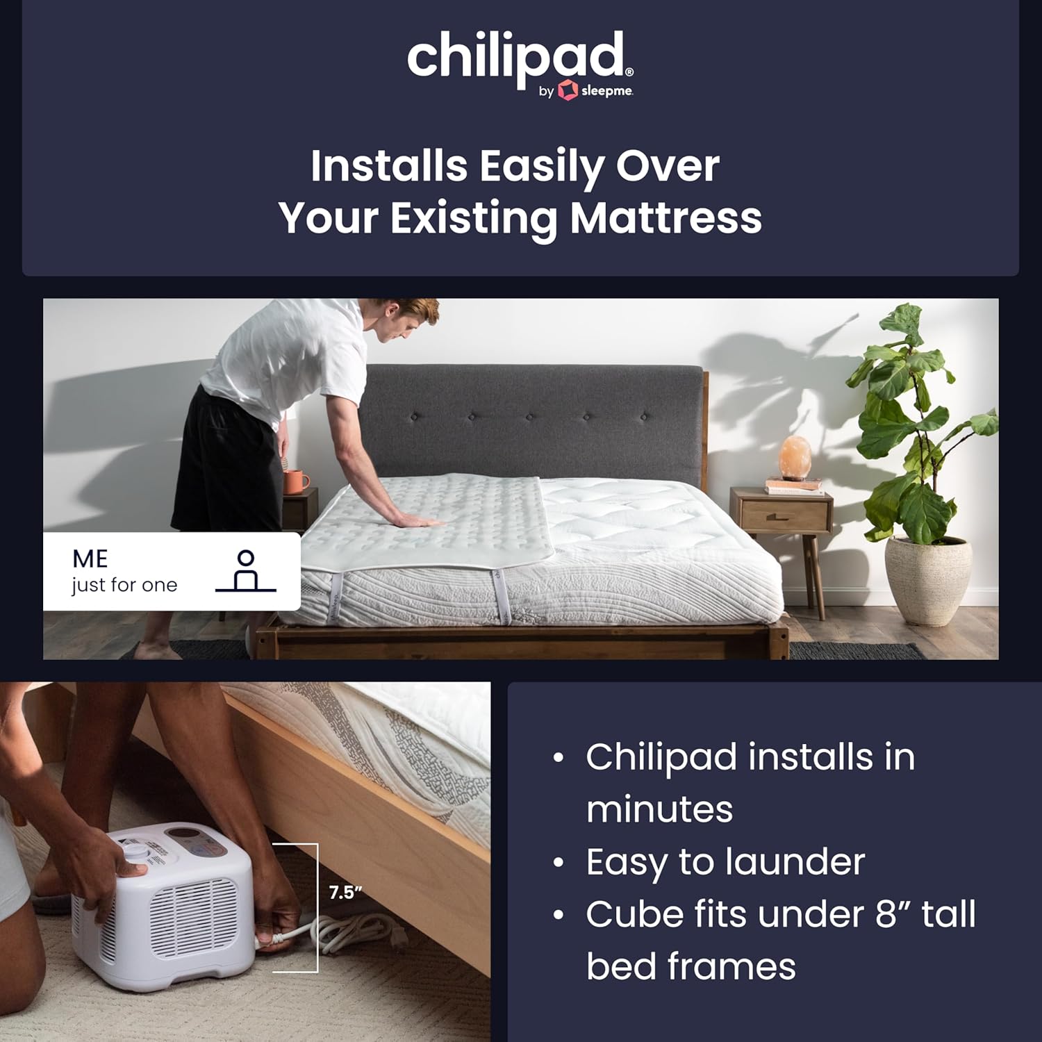 Chilipad Cube Bed Cooling System - Cooling & Heating Mattress Topper, Set Individual Bed Temperature, Cool Sleep Enhancement, Temp Range of 60-115°F, ME Half Queen Bedsize (30"W x 80"L), Model: CP500 - Image 7