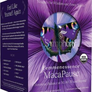 Femmenessence® MacaPause® – Clinically Proven Postmenopausal Organic Vegan Supplement for Natural Hormone Balance, Menopause Symptom Relief, Bone & Heart Health (120 Capsules, 30 Day Supply)