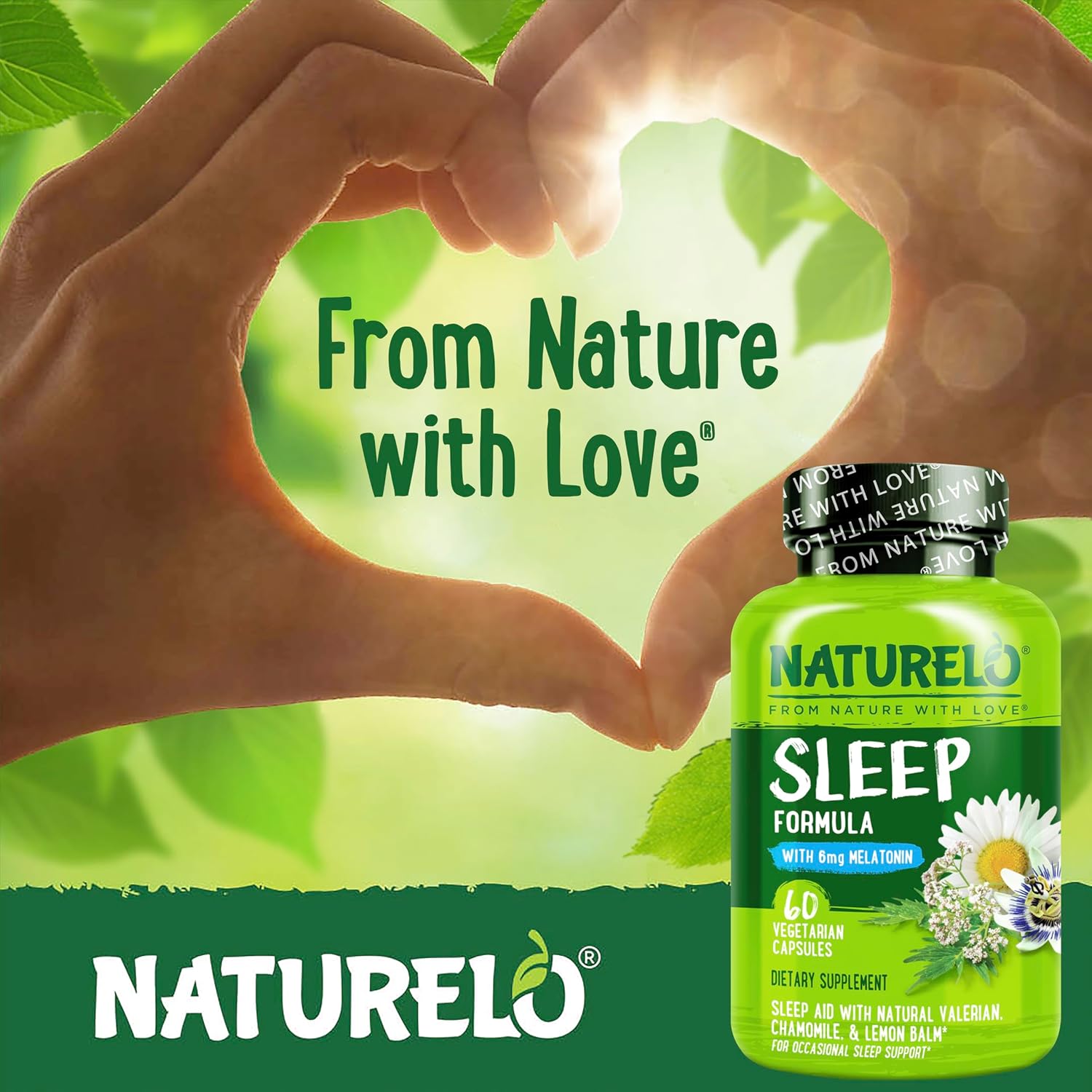 NATURELO Sleep Aid - with Melatonin, Magnesium, GABA, Valerian Root, Lemon Balm, Chamomile Herbal Extracts - Plant-Based Sleeping Aid - 60 Vegan Capsules - Image 4