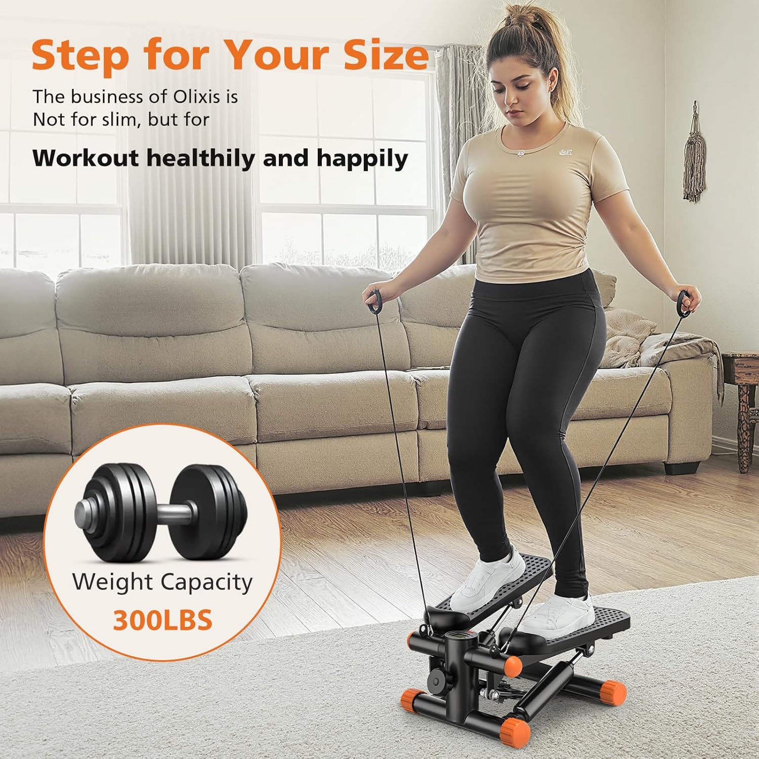 OLIXIS Steppers for Exercise At Home Workout Equipment, Mini Stepper Exercise Machine for Senior Citizens, Twist Stepper with Resistance Bands, Cardio Weight Loss Equipment Home Fitness - Image 2