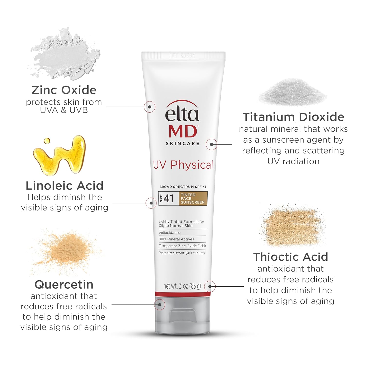 EltaMD UV Physical Tinted Sunscreen SPF for Face, 100% Mineral Active Sunscreen, Transparent Zinc Oxide Finish - Image 6