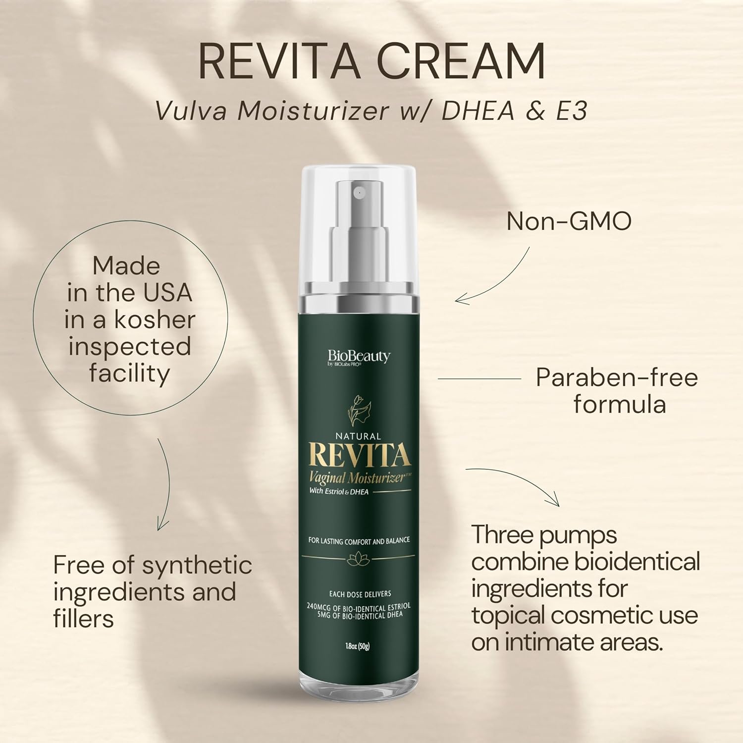 BIOLABS PRO Revita V Moisturizer - Natural Bioidentical Hormone Balance Formula For Women - Non-Irritating, Clear Gel, Fragrance-Free - Made in the USA - Image 3