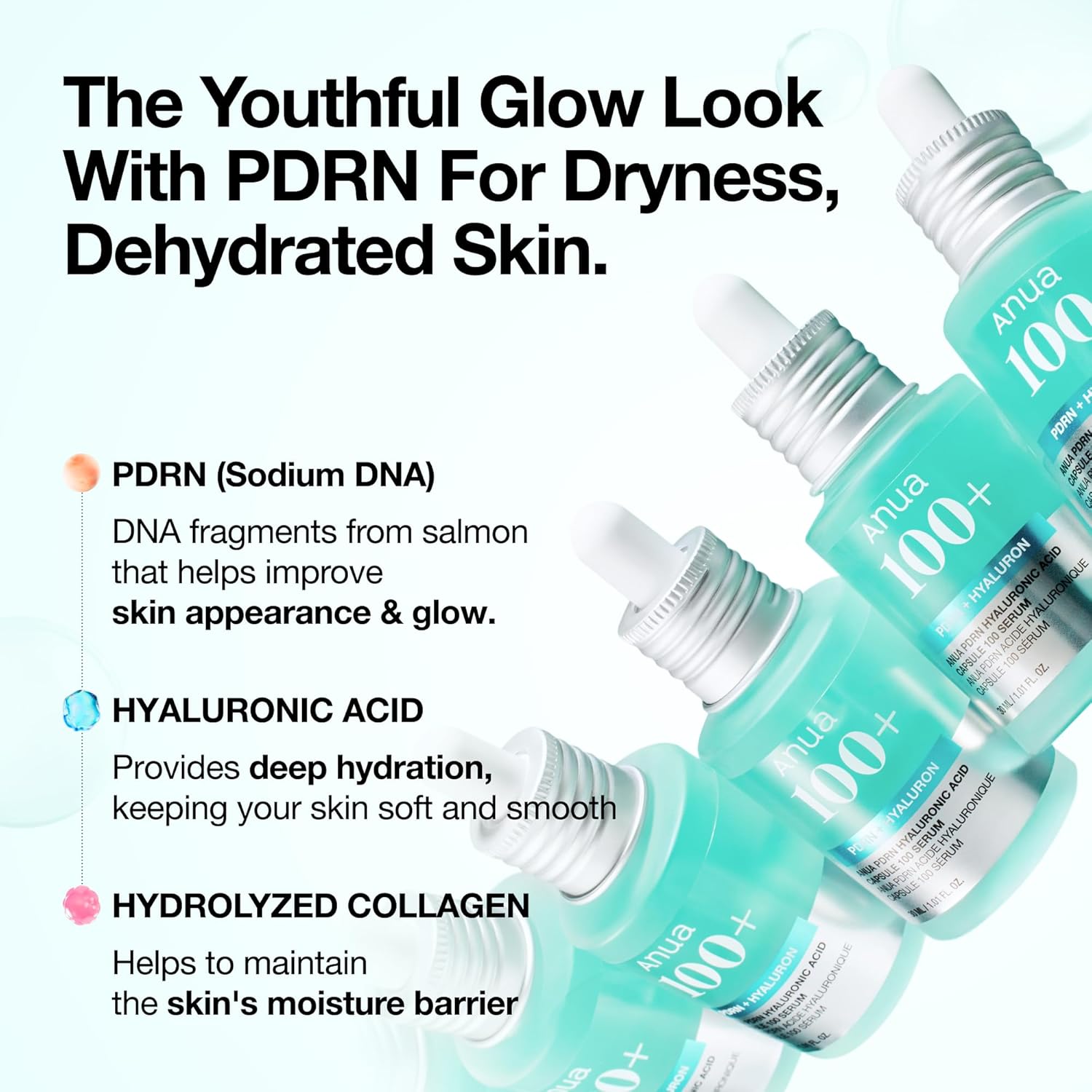 Anua PDRN Hyaluronic Acid Capsule 100 Serum, Radiant Face Serum, Salmon DNA, Hyaluronic Acid, Hydration, Moisture Plumping Effect, Lightweight, Glass Skin, Korean Skincare, 1.01 fl. oz - Image 3