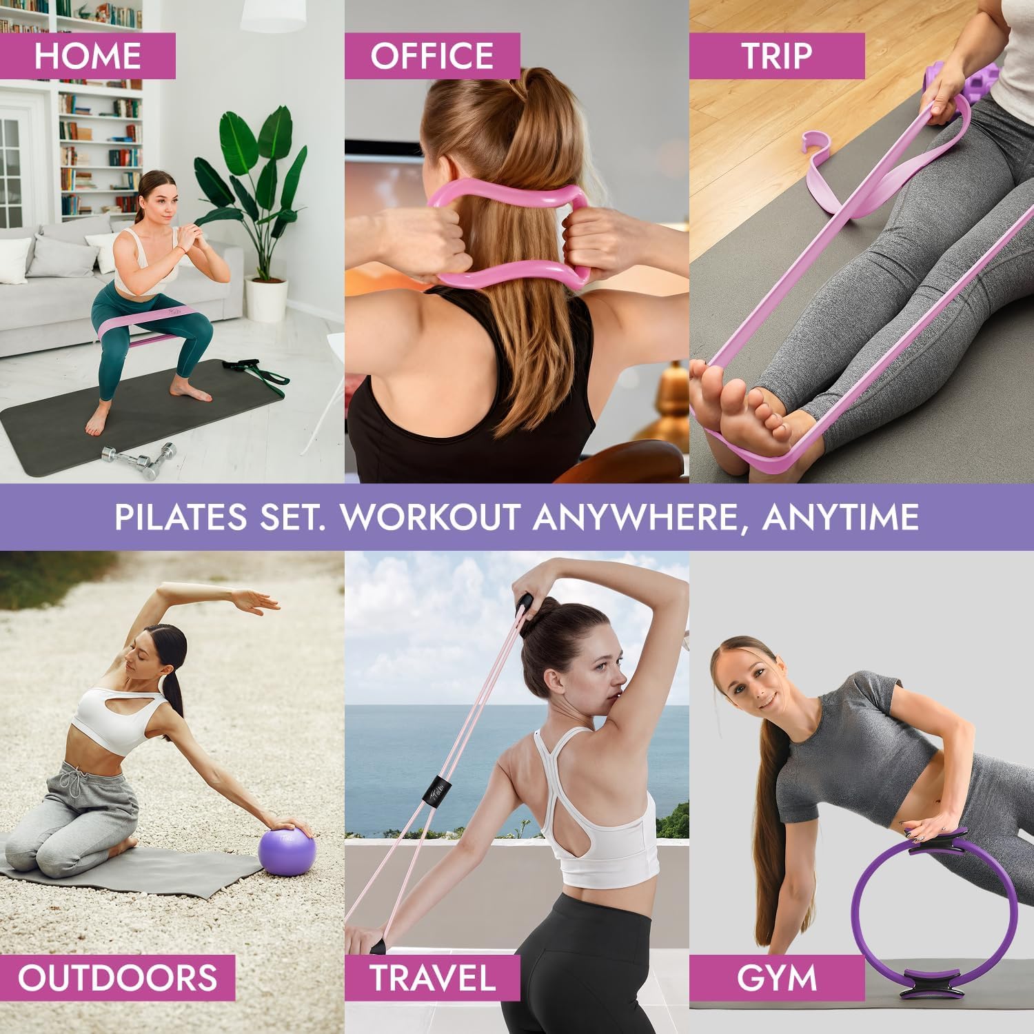 TTolbi Pilates Equipment Kit - Pilates Ring and Ball Set, Home Pilates Workout Kit for Women with Essential Accessories for At Home Workouts to Tone, Strengthen, Balance & Improve Flexibility - Image 5