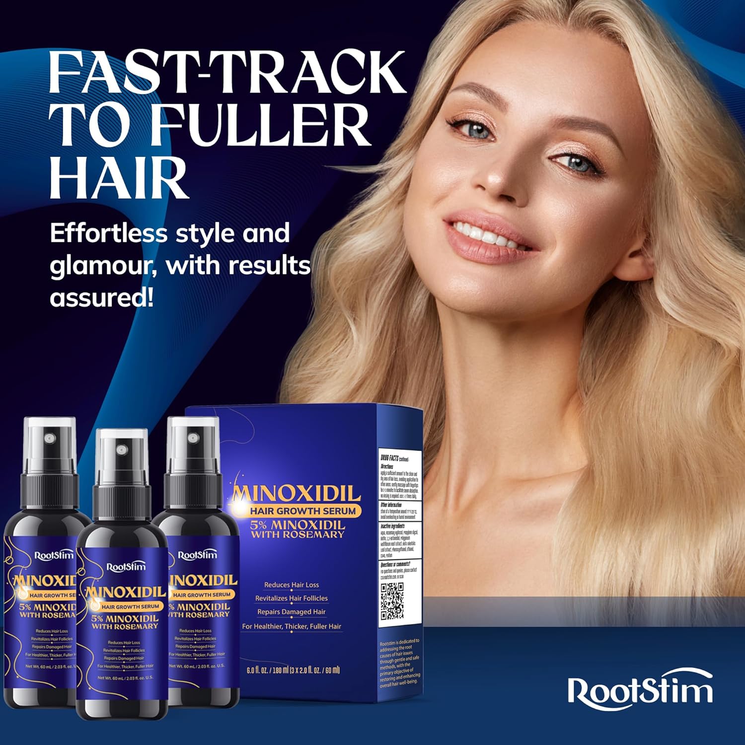 5% Minoxidil Hair Growth for Men and Women: 3-Pack RootStim Extra Strength Minoxidil Beard Regrowth Treatment with Rosemary for Thinning Hair Regrowth and Fuller Hair 180 ML - Image 9