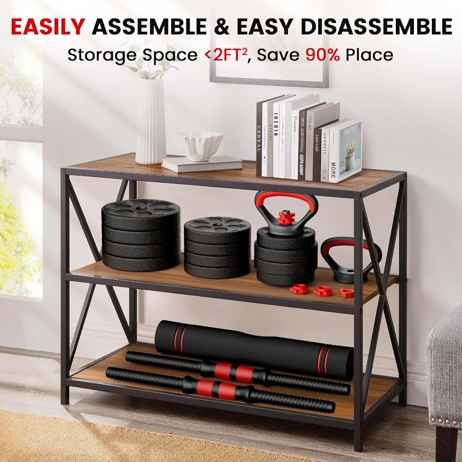 Adjustable Dumbbell Set, 20/33/45/70/90lbs Free Weight Set with Connector, 4 in1 Dumbbells Set Used as Barbell, Kettlebells, Push up Stand, Weight Set for Home Gym Suitable Men/Women - Image 9