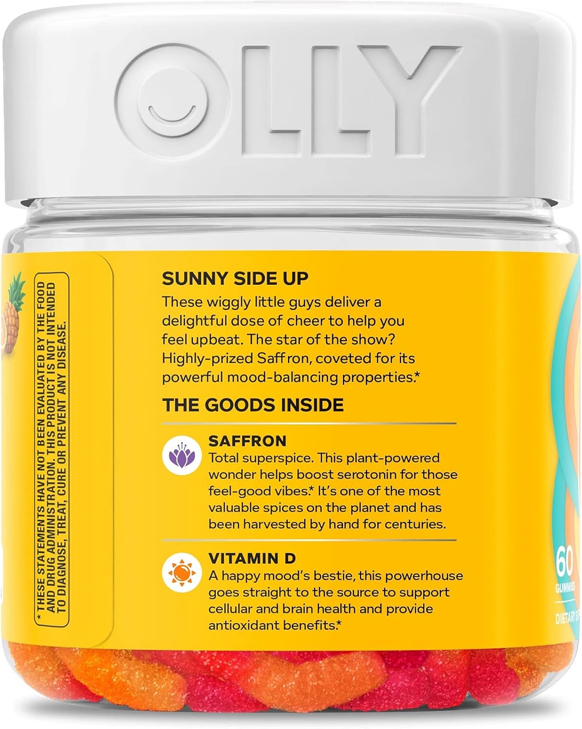 OLLY Hello Happy Gummy Worms, Mood Support Gummies For Adults,* Saffron Extract, Vitamin D, Tropical Zing Flavored, 30 Day Supply - 60 Count - Image 11
