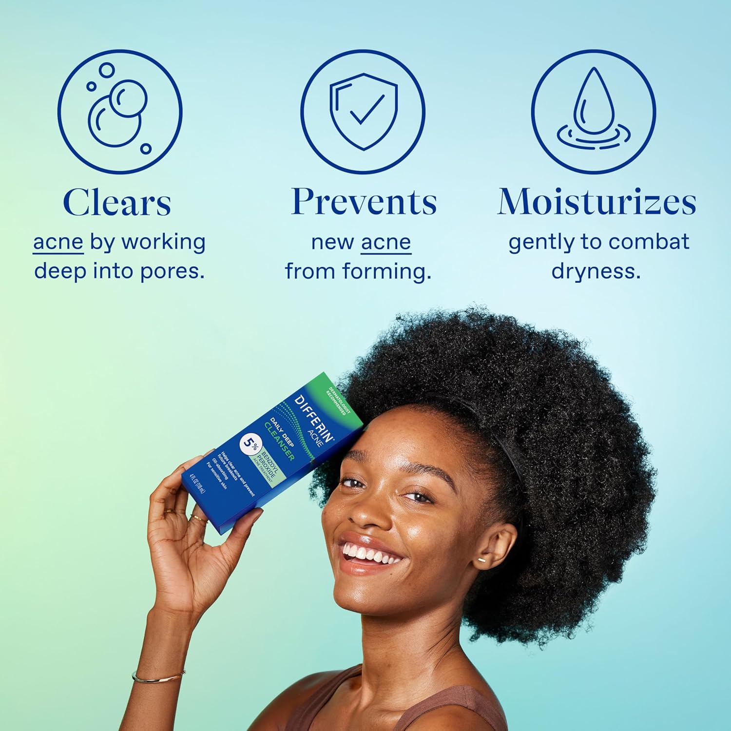 Differin Acne Face Wash with 5% Benzoyl Peroxide, Daily Deep Cleanser by the makers of Differin Gel, Gentle Skin Care for Acne Prone Sensitive Skin, 4 oz (Packaging May Vary) - Image 5