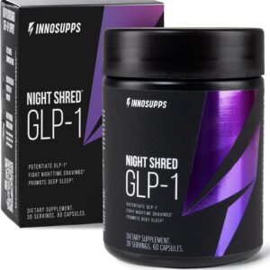 InnoSupps Night Shred GLP-1 Supplement Weight Loss - Night Time Fat Burner - Appetite Suppressant, Sleep & Metabolism Support with Ashwagandha, Akkermansia, Melatonin, GABA - 60 Capsules, 30 Servings
