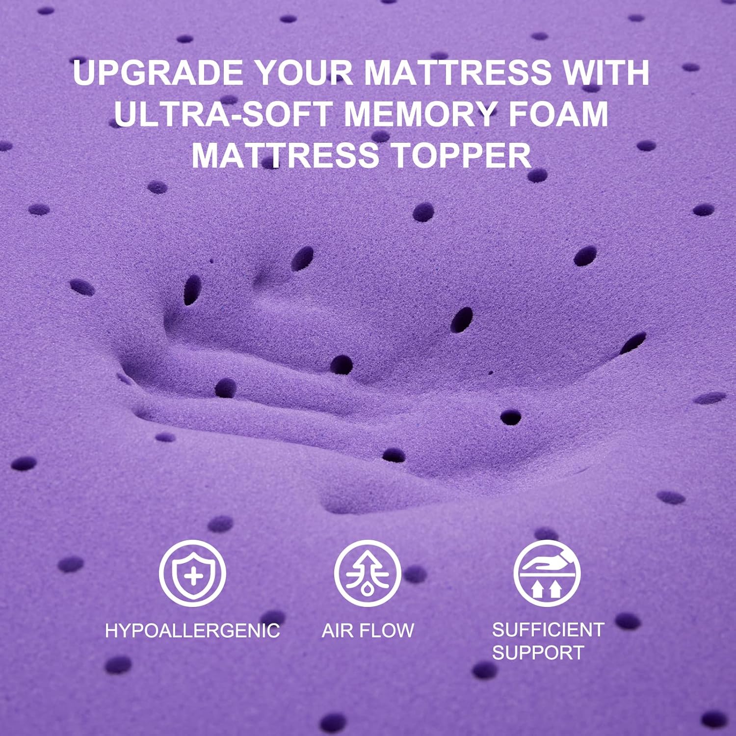 SINWEEK 2 Inch Gel Memory Foam Mattress Topper Ventilated Soft Pressure Relieve Mattress Pad, Breathable Bed Topper, CertiPUR-US Certified, Twin Size - Image 3