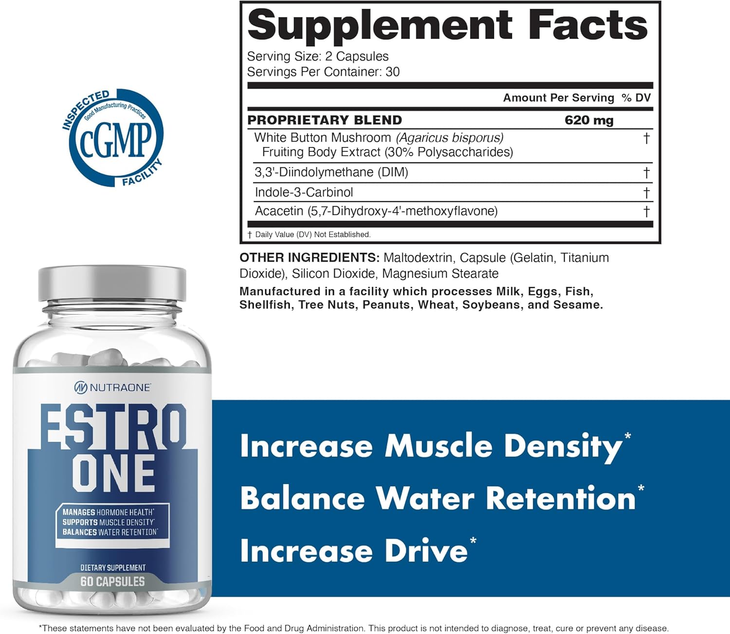 NutraOne EstroOne Hormone Support for Men Natural Strength, Mood, and Drive Support* (60 Capsules) - Image 7