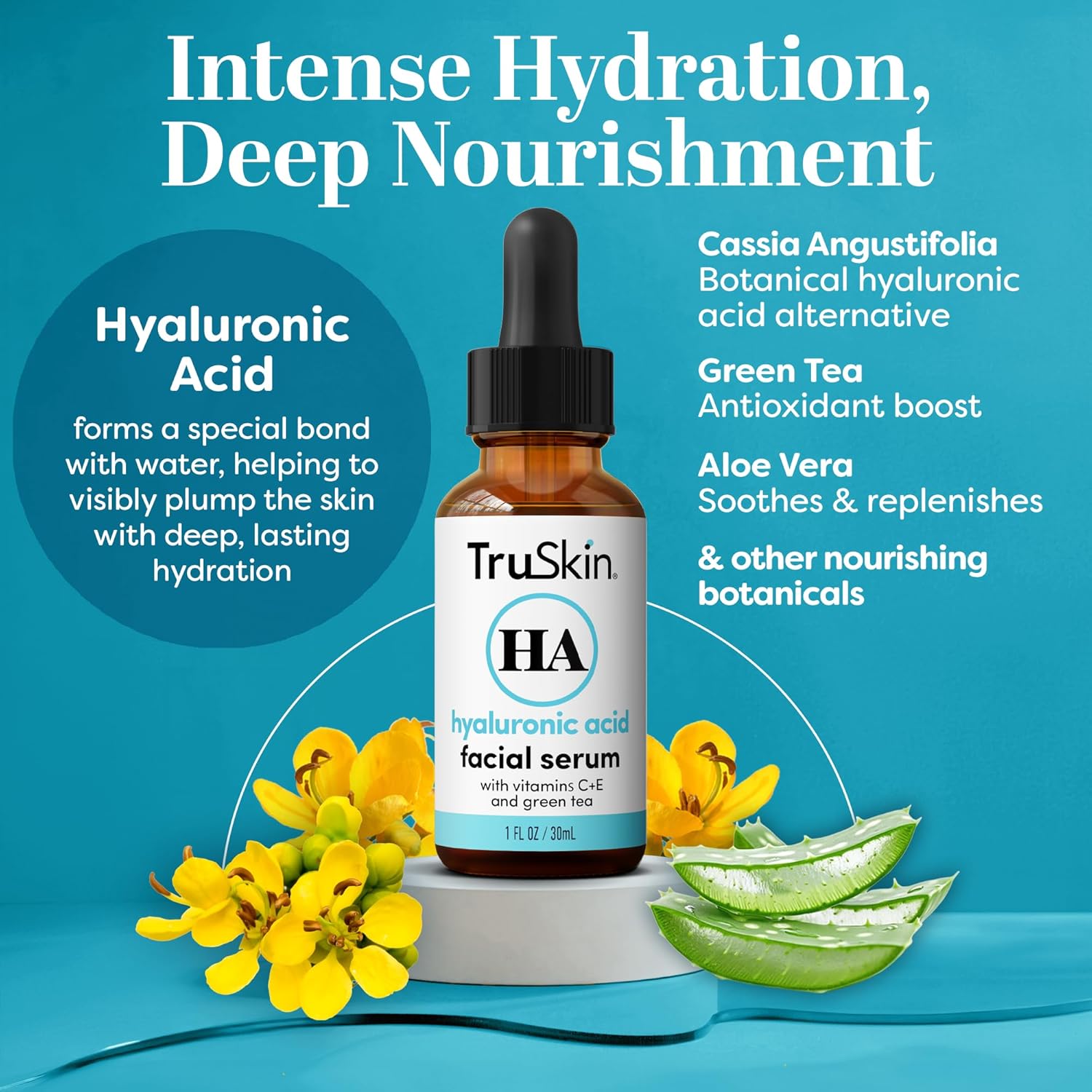 TruSkin Hyaluronic Acid Serum for Face – 7 Ultra-Hydrating Ingredients – Moisturizing & Plumping Facial Serum for Smooth, Healthy-Looking Skin, 1 Fl Oz - Image 2