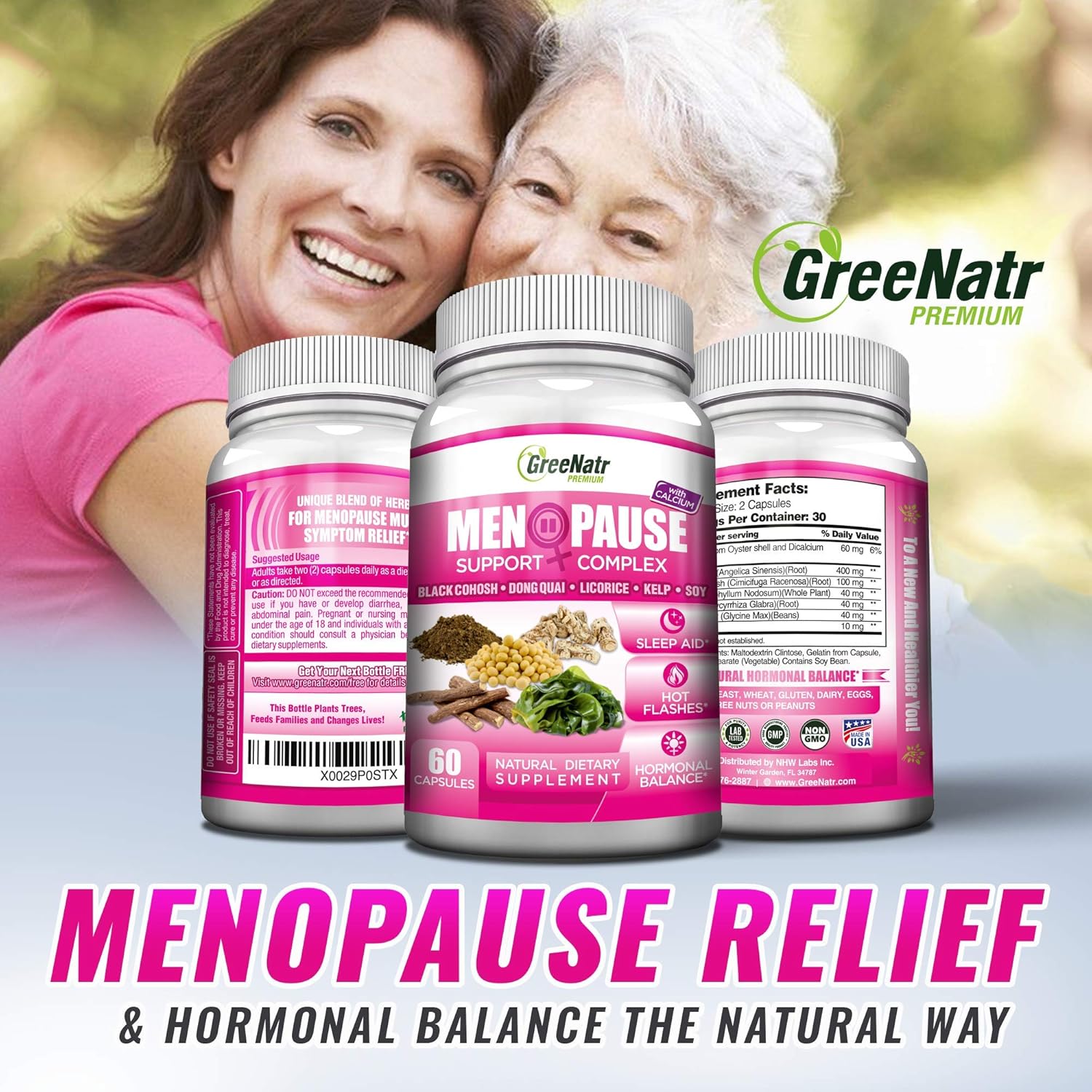 GreeNatr Menopause Supplements for Women - Perimenopause Supplements Women with Dong Quai & Black Cohosh for Menopause Hot Flashes - Menopause Support for Sleep Quality & Hormone Balance - 60 Caps - Image 5