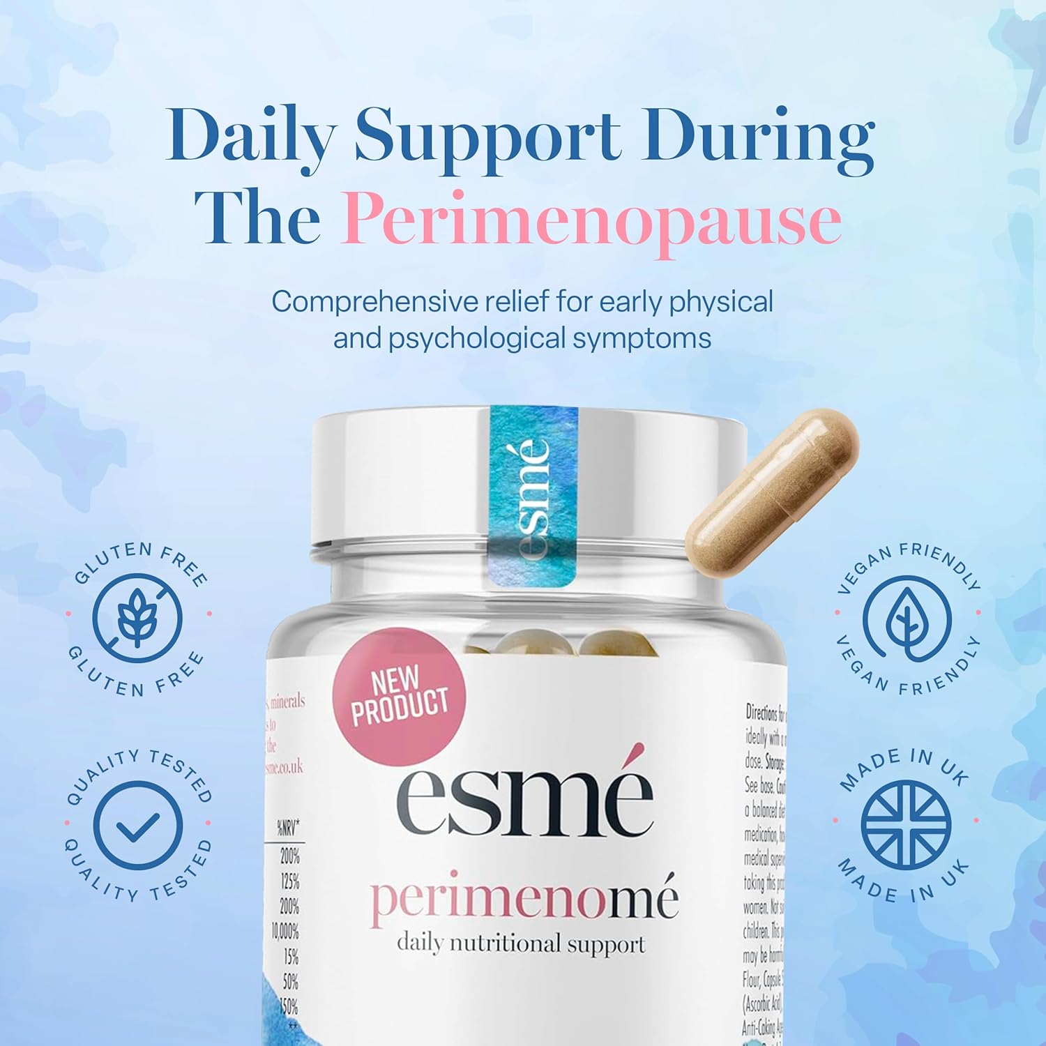 Esme Menopause Supplements Perimenopause Supplements 1 Month Supply - Daily Support for The Early Stage of Menopause – 60 Capsules - Includes Ashwagandha, Vitamins and Red Clover - Image 2