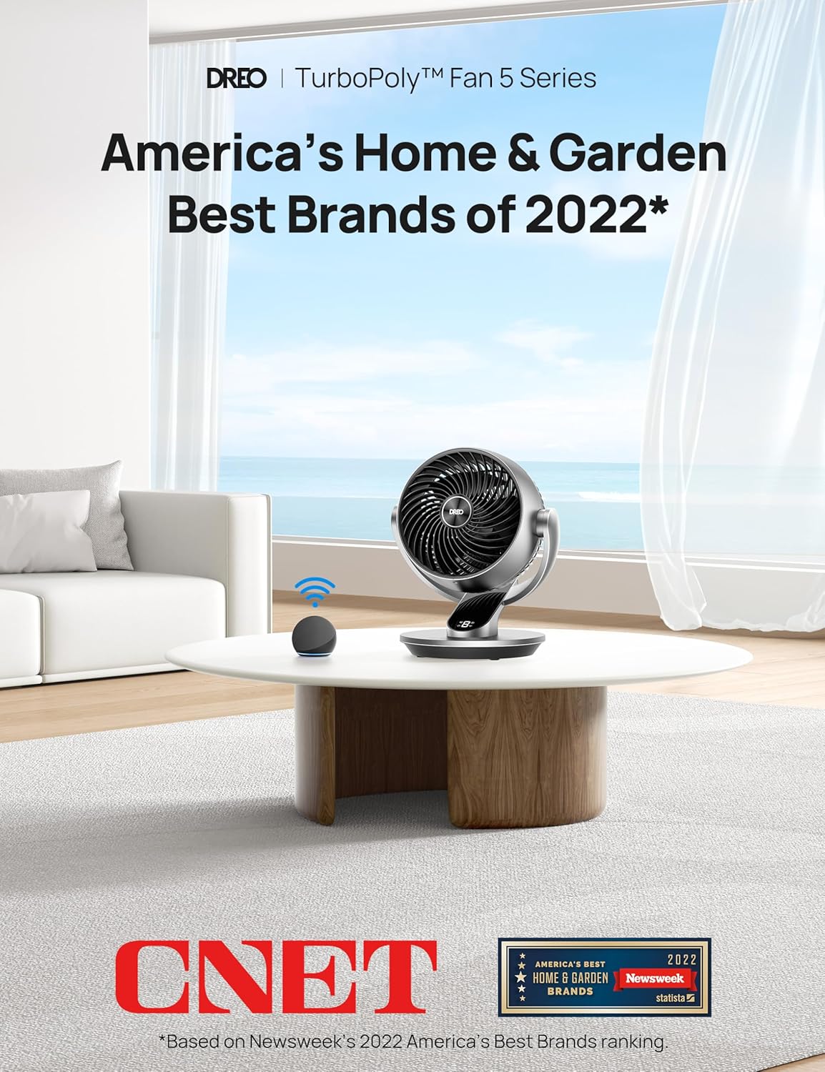 DREO Smart Fan for Bedroom,120° Vertical and 90° Oscillating Fan with Remote/Voice, 13 Inch Height Quiet Air Circulator for Whole Room, 70 ft, 4 Speeds, 5 Modes, 12H Timer, Desk Fans for Home, Office - Image 2