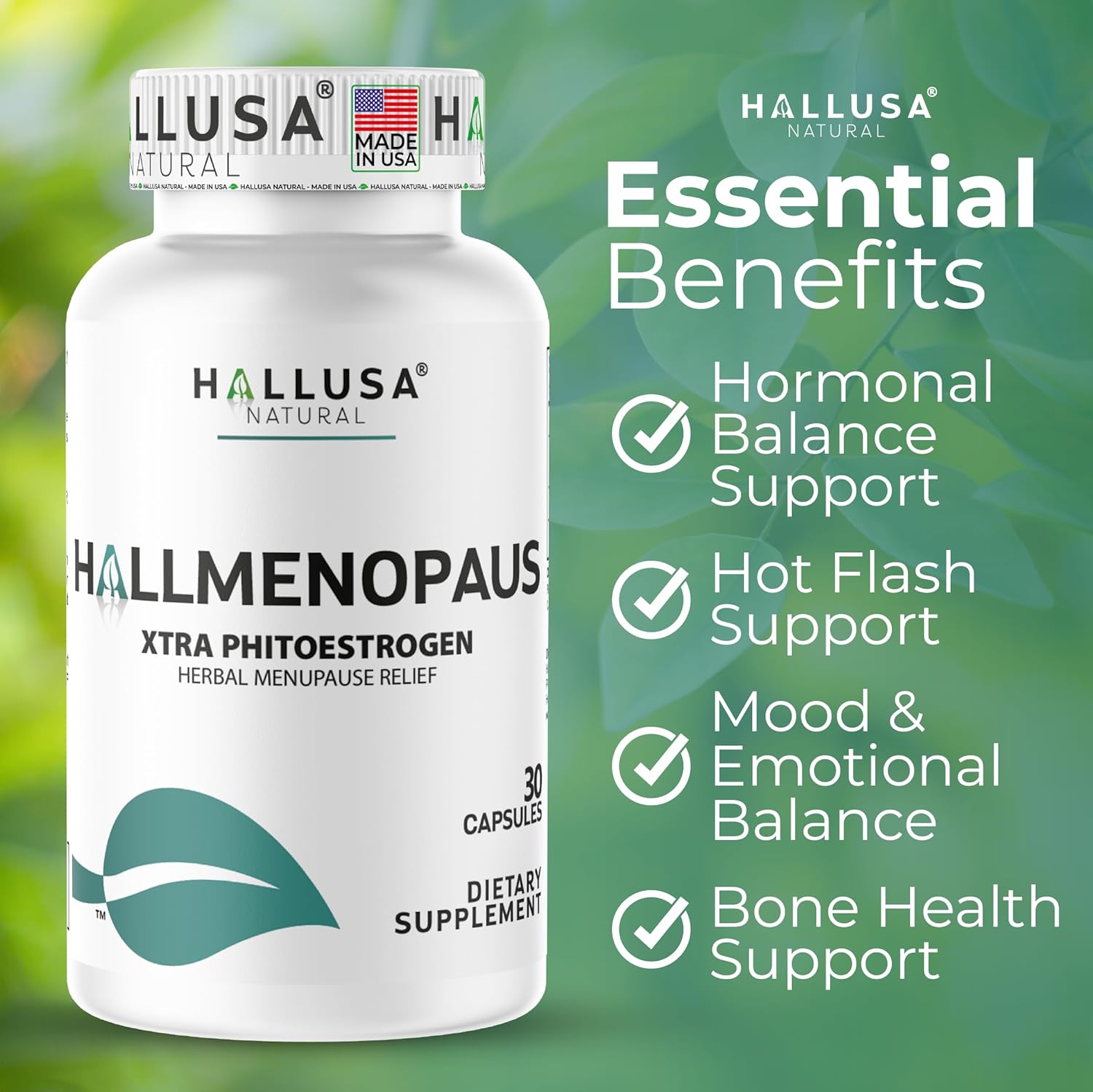 "N/A" Hallmenopaus - Menopause Supplements for Women, 30 Capsules, Hormonal & Estrogen Balance, Mood, Hot Flashes, Night Sweats Support, 40% Soy Isoflavones 200 mg & Ipriflavone 300 mg - Image 2