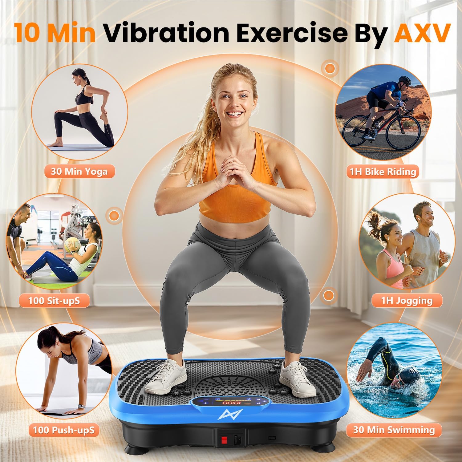 AXV Vibration Plate Fitness Platform Exercise Machine Vibrating Shaking Full Body Shaker Workout Vibrate Stand Shake Board Sport for Weight Loss Fat Burner for Gym Home Office - Image 2