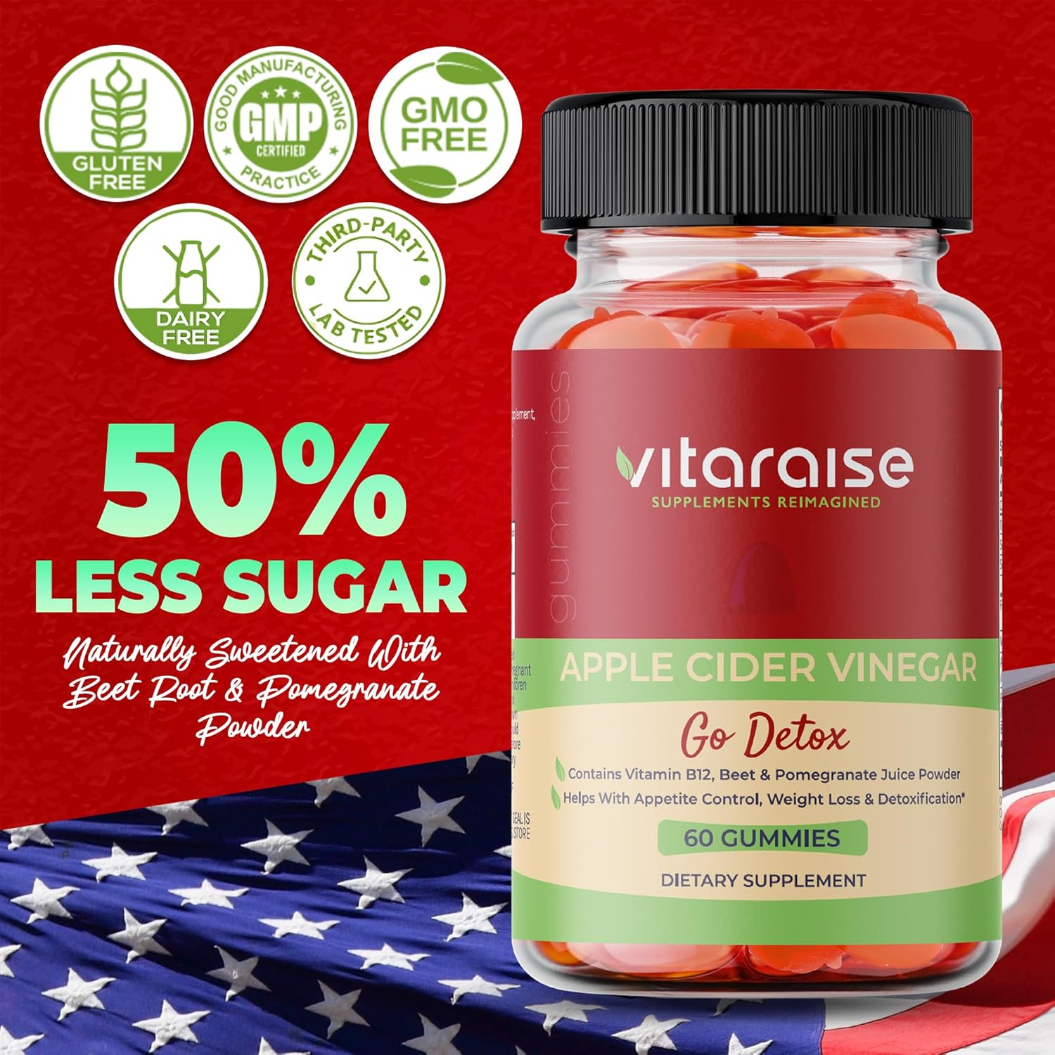 Apple Cider Vinegar Gummies - ACV with Mother Gummies for Weight Loss - Detox & Digestion Support - 1000mg - Keto ACV Gummies B9 & B12 - Metabolism Booster - Vegan, Non-GMO, Gluten-Free - 60 Chews - Image 5