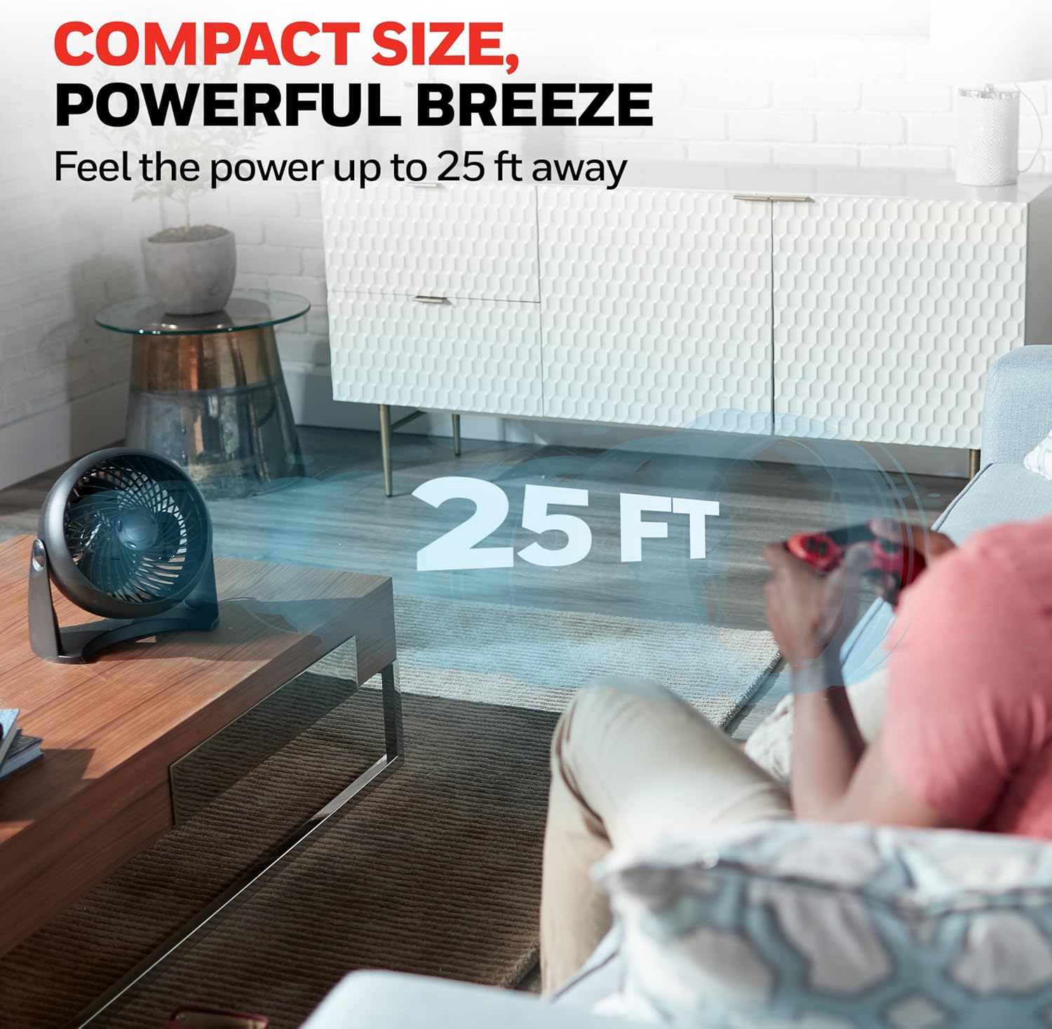Honeywell TurboForce Air Circulator, Small Tabletop Fan, Quiet Personal Fan for Home or Office, 3 Speeds, 90 Degree Pivoting Head, Black, HT900 - Image 4