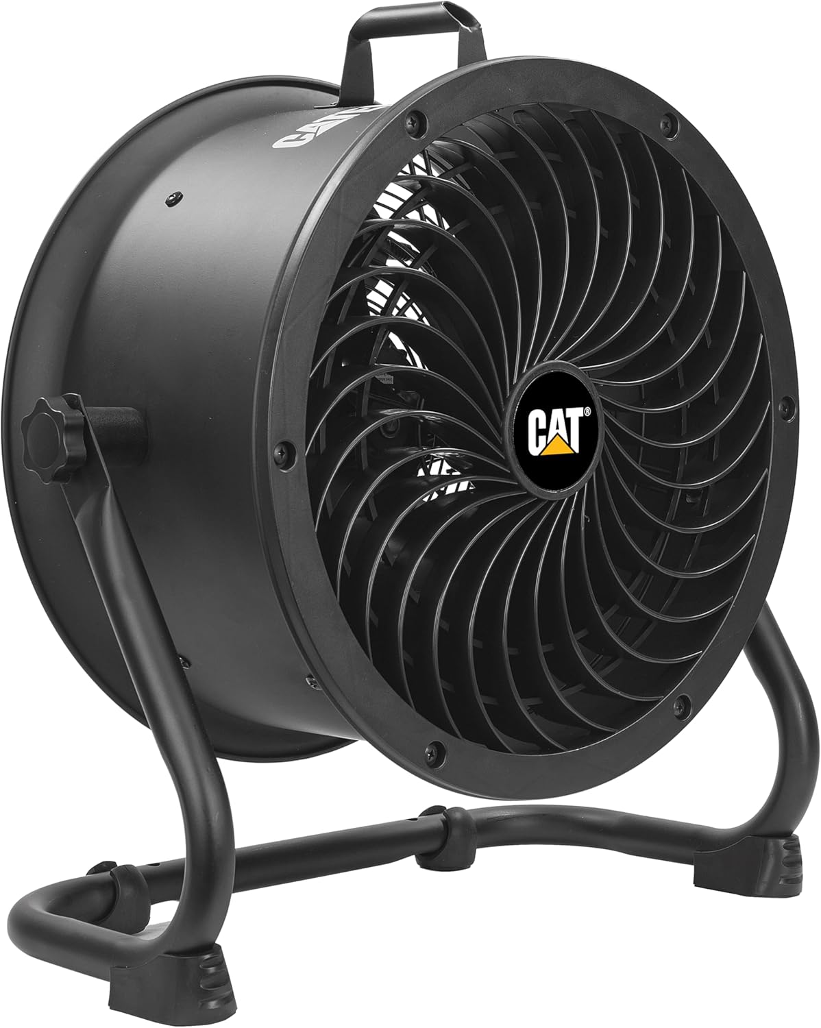 CAT fans - 14”-Blade High-Velocity Drum Fan Heavy Duty Industrial Grade (Black, 2-in-1): 2,300 CFM, 4-Speed, 360 Degree Adjustable Drum Head, Dual Ball Bearing Motor with Die-Cast Cover (HVD-14AC-BLK)