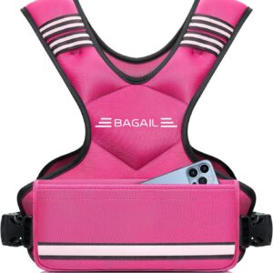 BAGAIL Adjustable Weighted Vest for Women 4-10lb, Comfortable U-Neck Rucking Vest with 6 Removable Weights, Storage Pocket and Reflective Strips for Walking, Jogging, Weight Loss & Home Workouts