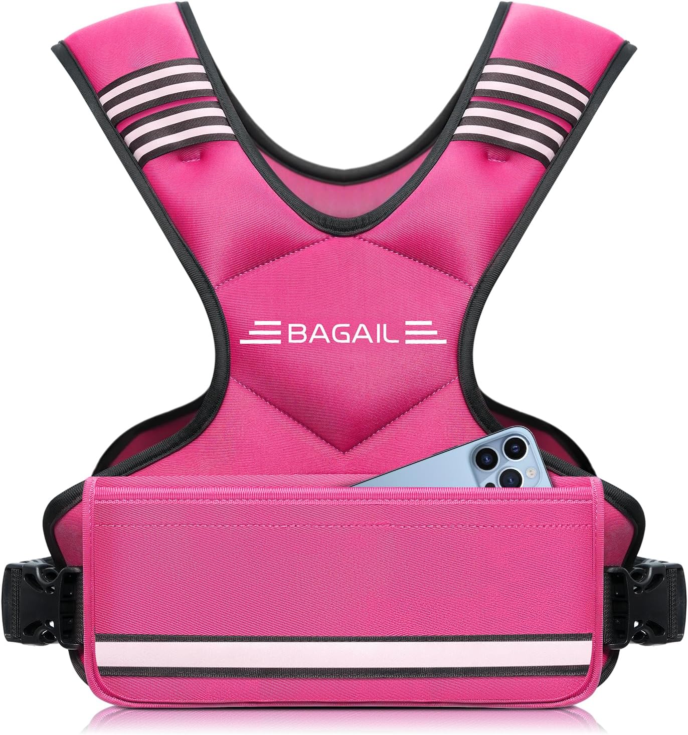 BAGAIL Adjustable Weighted Vest for Women 4-10lb, Comfortable U-Neck Rucking Vest with 6 Removable Weights, Storage Pocket and Reflective Strips for Walking, Jogging, Weight Loss & Home Workouts