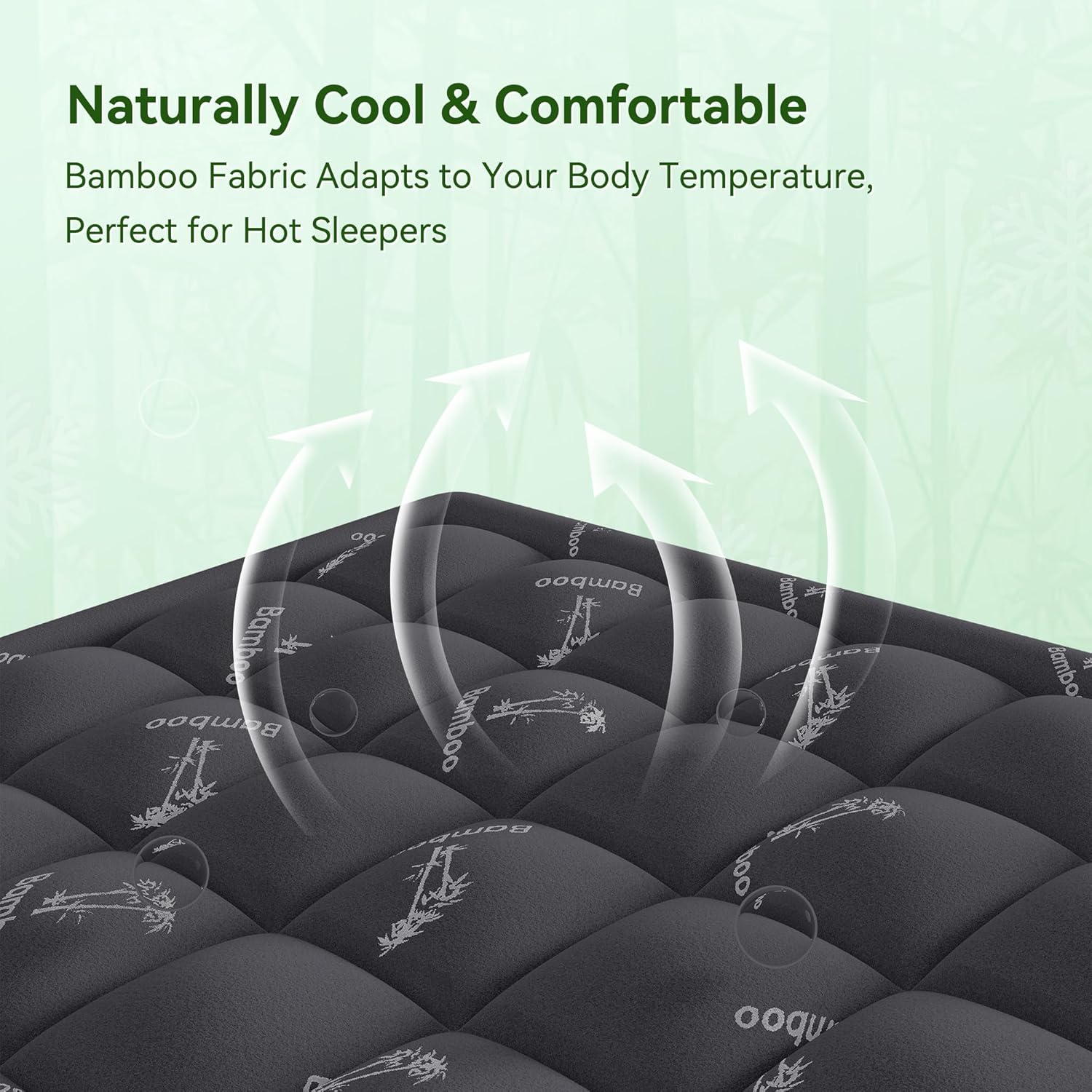 Anluoer Memory Foam Mattress Topper King for Back Pain, Rayon Derived from Bamboo Pillow Top Mattress Topper for Hot Sleepers,Cooling Mattress Pad with 8-21" Deep Pocket, 78x80 Inches, Dark Grey - Image 3